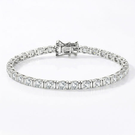 D'Joy 7.75 Ct. Moissanite Tennis Bracelet with GB Lock Box in Rhodium Overlay Sterling Silver 7.5 Inch 8419135 1
