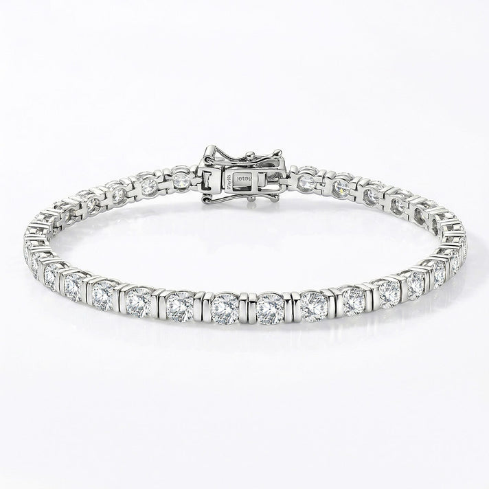 D'Joy 7.75 Ct. Moissanite Tennis Bracelet with GB Lock Box in Rhodium Overlay Sterling Silver 7.5 Inch 8419135 1