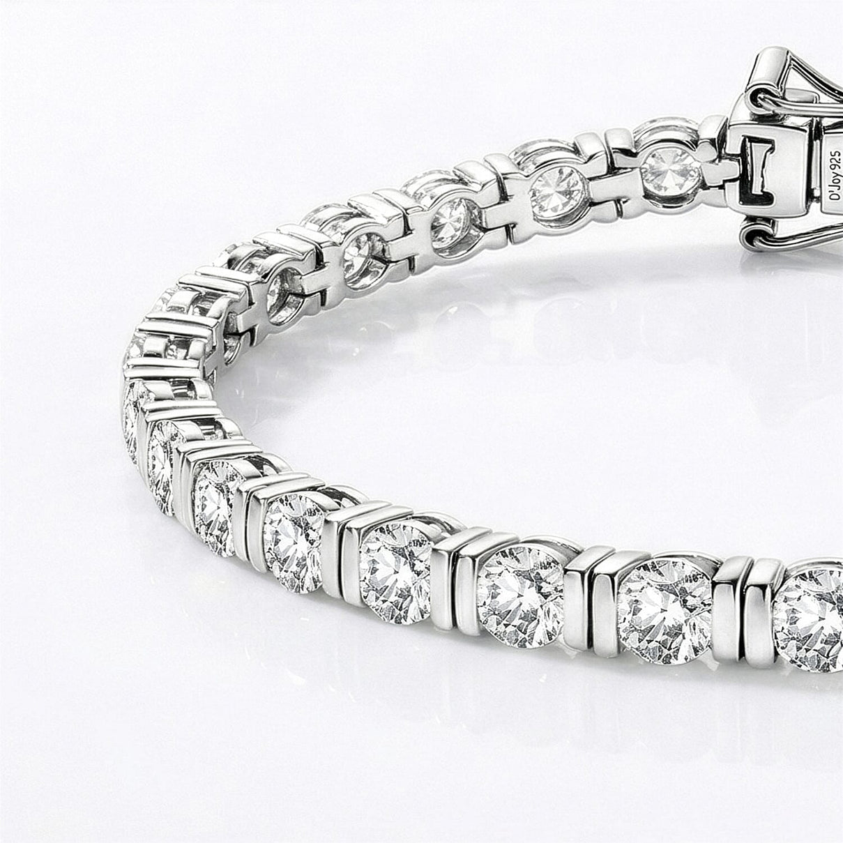 D'Joy 7.75 Ct. Moissanite Tennis Bracelet with GB Lock Box in Rhodium Overlay Sterling Silver 7.5 Inch 8419135 4