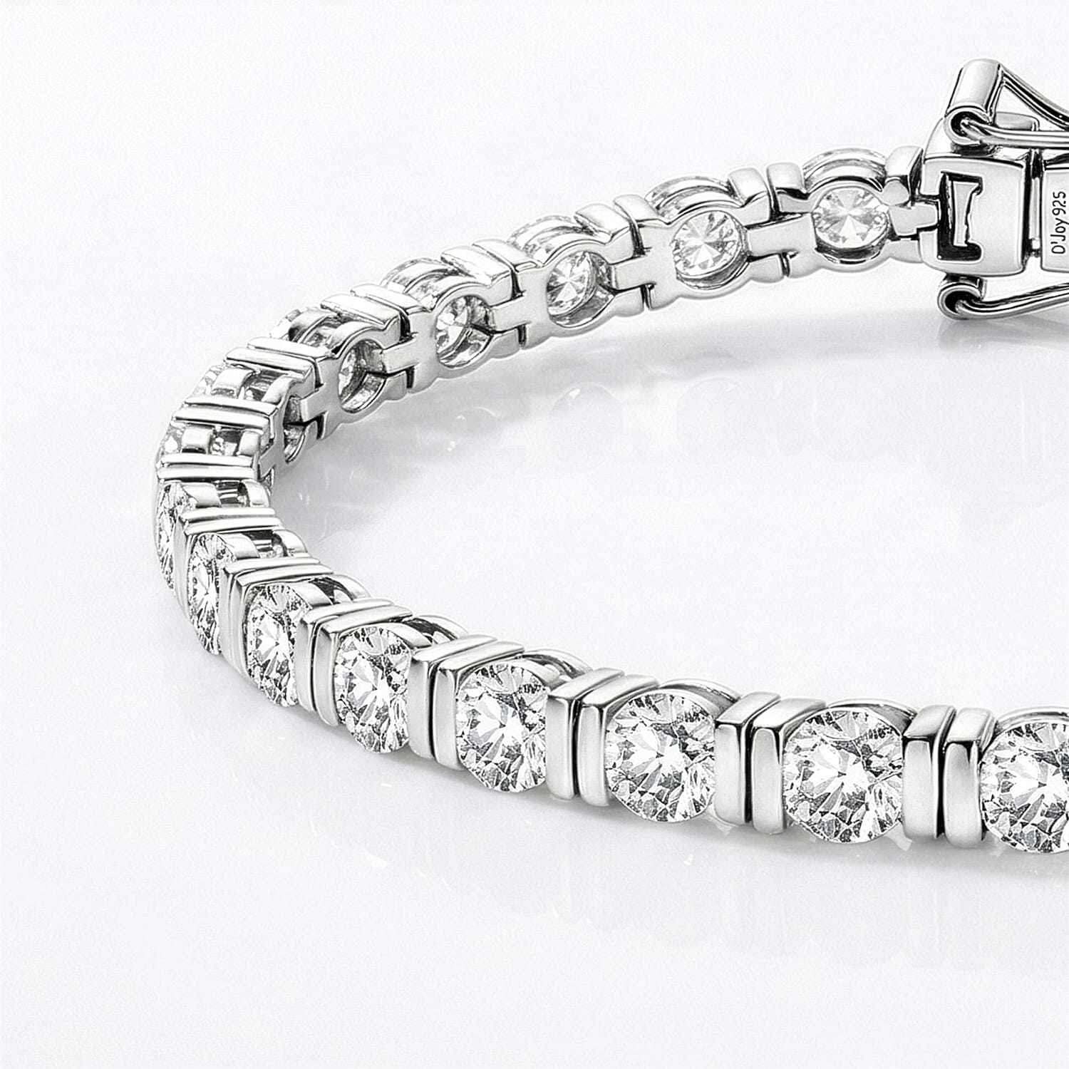 D'Joy 7.75 Ct. Moissanite Tennis Bracelet with GB Lock Box in Rhodium Overlay Sterling Silver 7.5 Inch 8419135 4