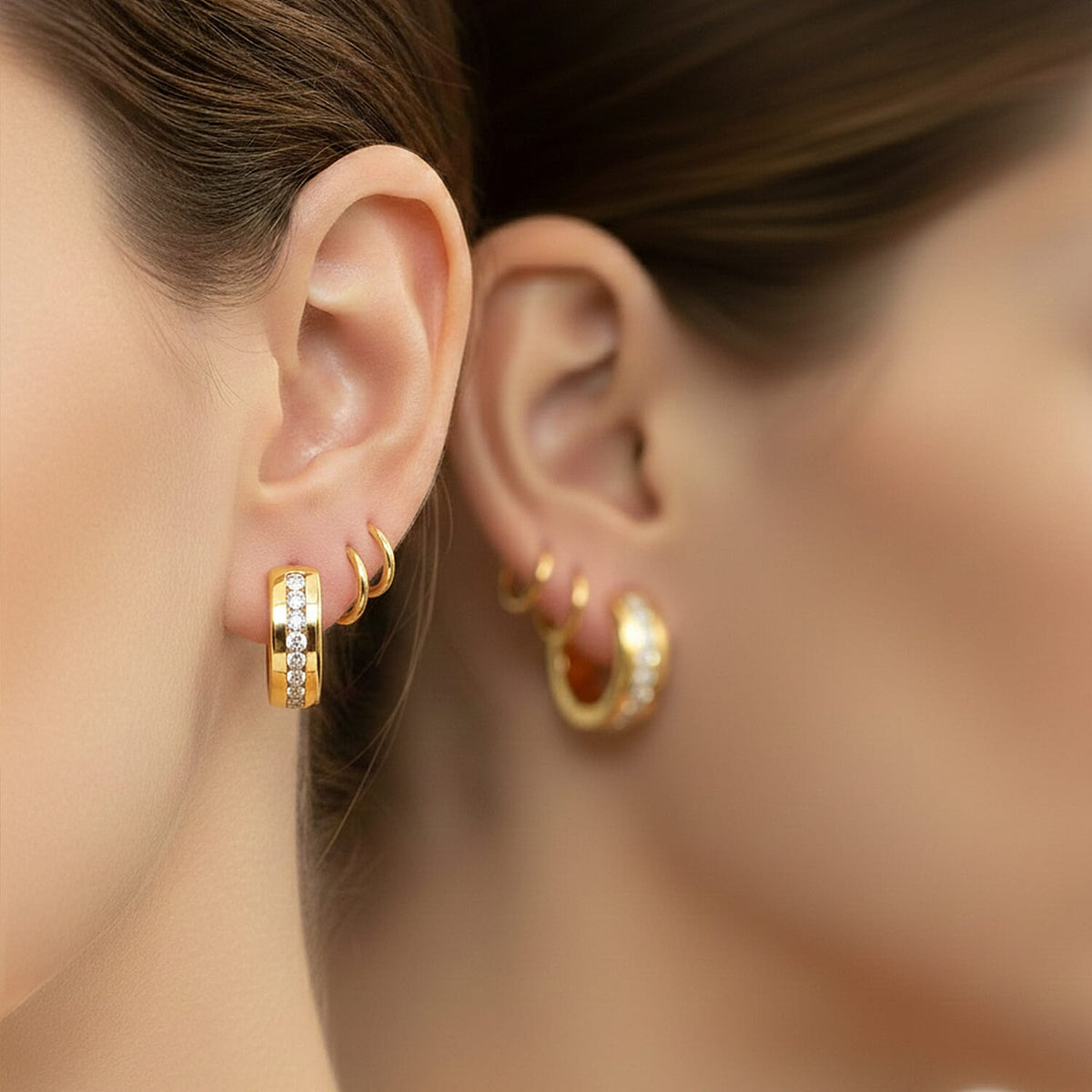 LUXURIANT 1 Ct. Lab Grown Diamond Hoop Earring in 18K Vermeil Yellow Gold Plated Sterling Silver (SI-GH) 8420422 2