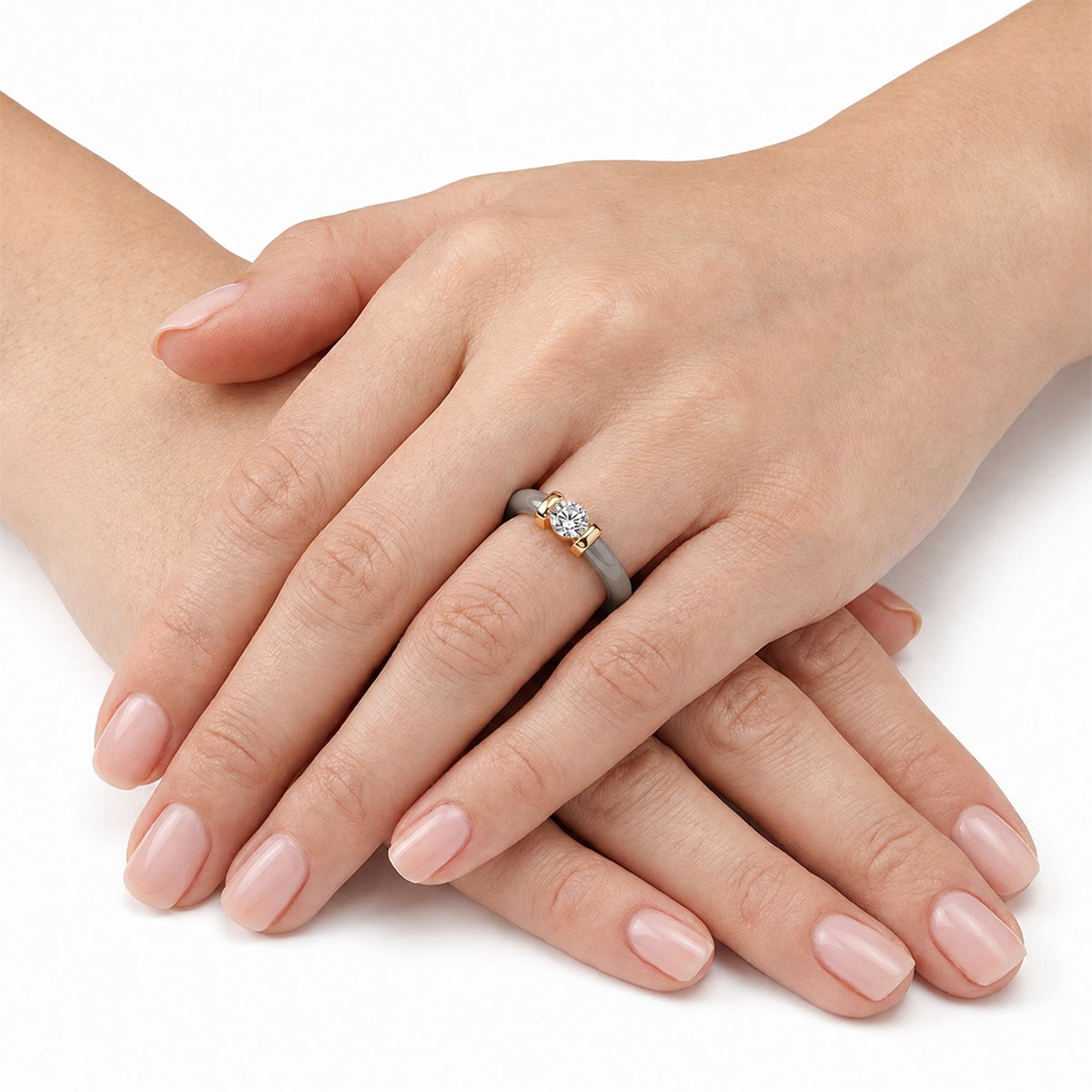 D'Joy Lab Grown Diamond, Natural Jadeite Band Ring in 18K Vermeil Yellow Gold Plated Sterling Silver 10.5 Ct. 8422032 5