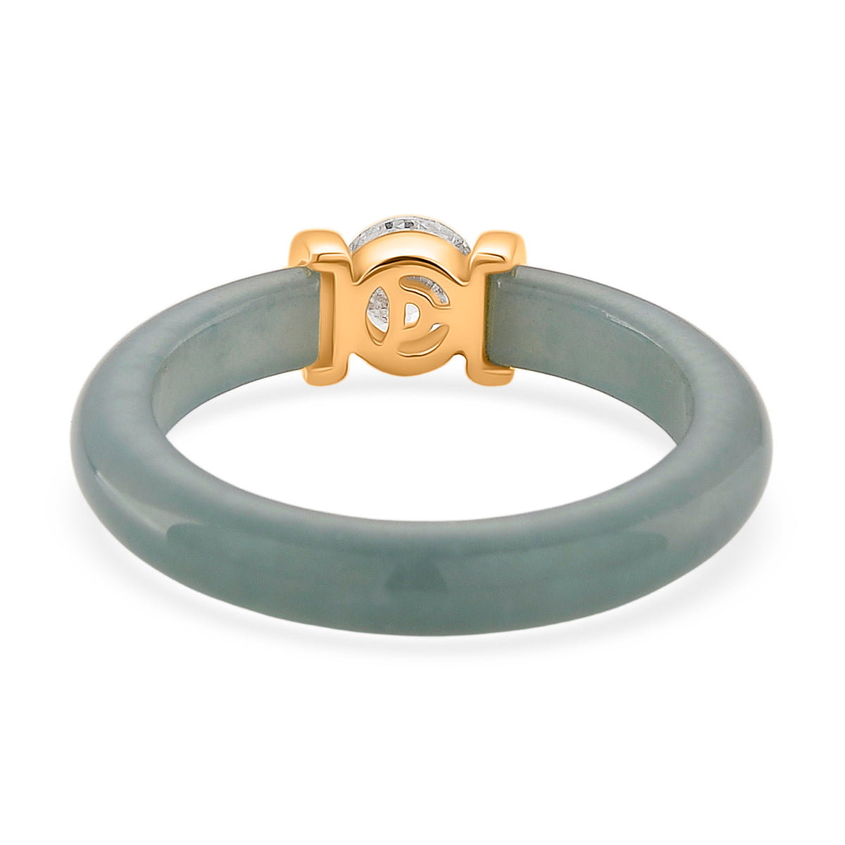 D'Joy Lab Grown Diamond, Natural Jadeite Band Ring in 18K Vermeil Yellow Gold Plated Sterling Silver 10.5 Ct. 8422032 6
