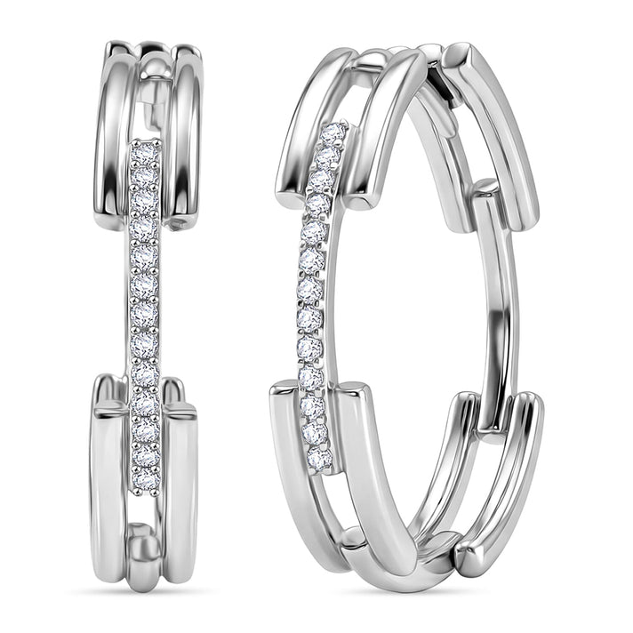 LUXURIANT Lab Grown Diamond Full Hoop Earring in Rhodium Overlay Sterling Silver (SI-G-H) 8422308 1