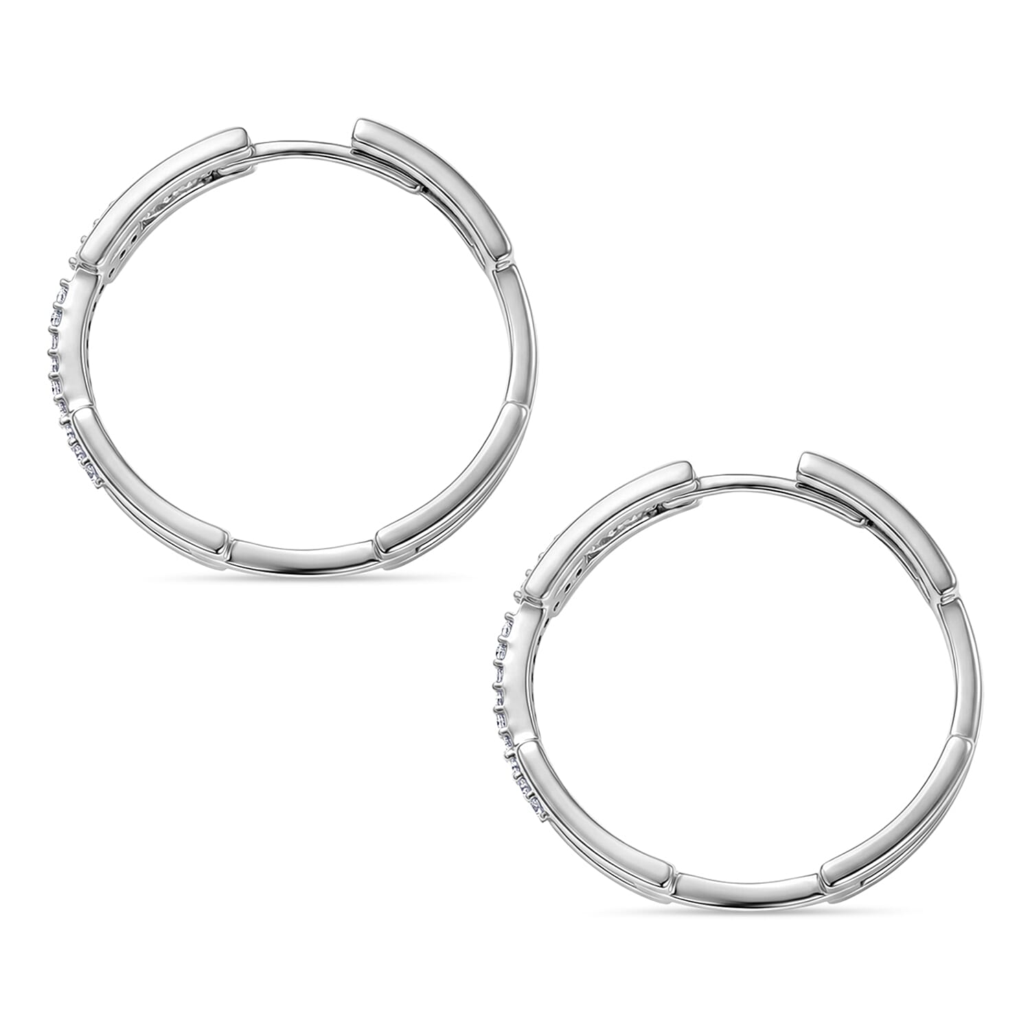 LUXURIANT Lab Grown Diamond Full Hoop Earring in Rhodium Overlay Sterling Silver (SI-G-H) 8422308 5