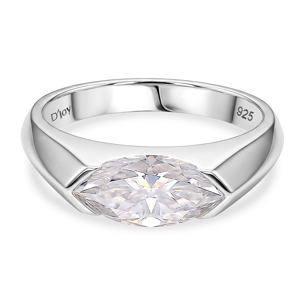 D'Joy - Moissanite Solitaire Ring in Rhodium Overlay Sterling Silver  1.86 Ct. 8428354 0