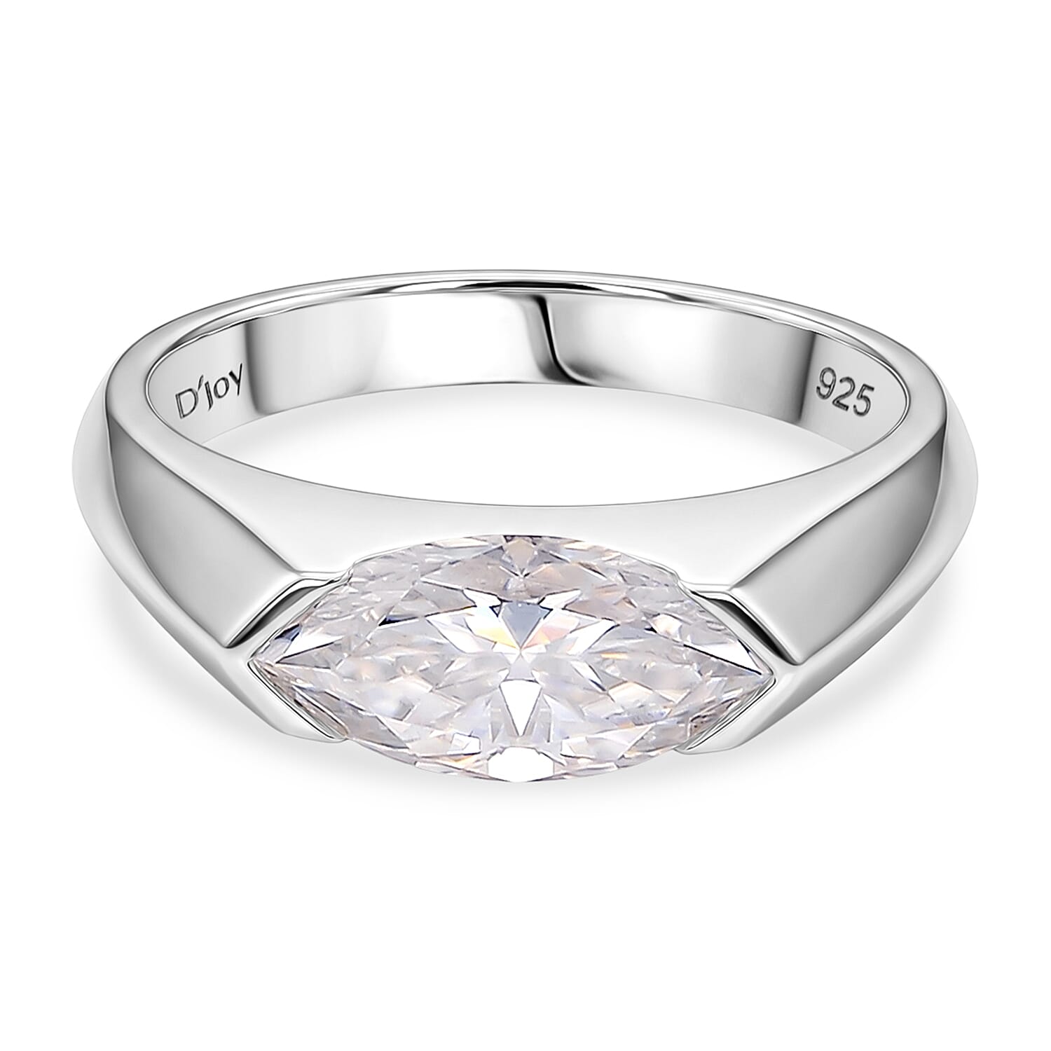D'Joy - Moissanite Solitaire Ring in Rhodium Overlay Sterling Silver  1.86 Ct. 8428354 0