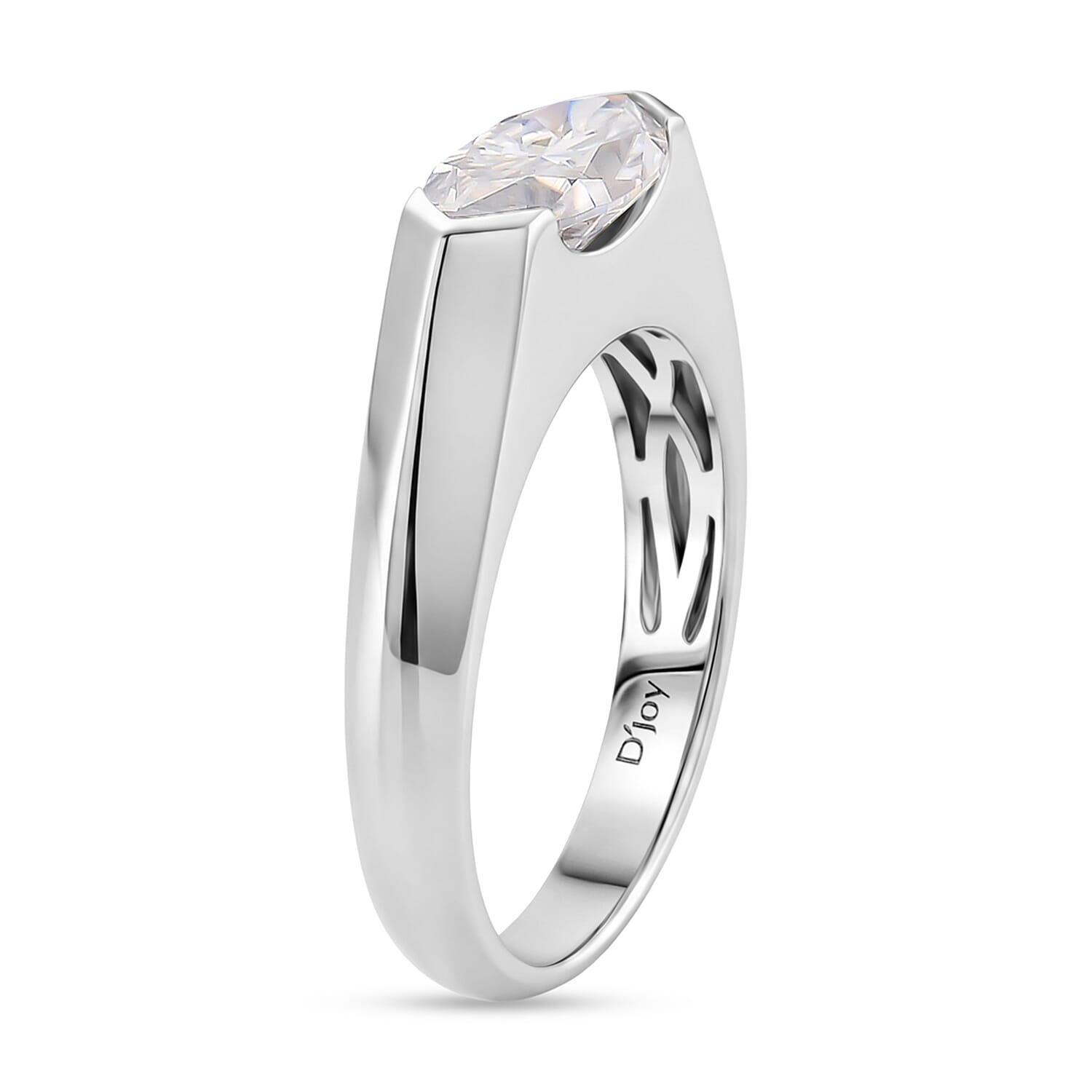 D'Joy - Moissanite Solitaire Ring in Rhodium Overlay Sterling Silver  1.86 Ct. 8428354 7