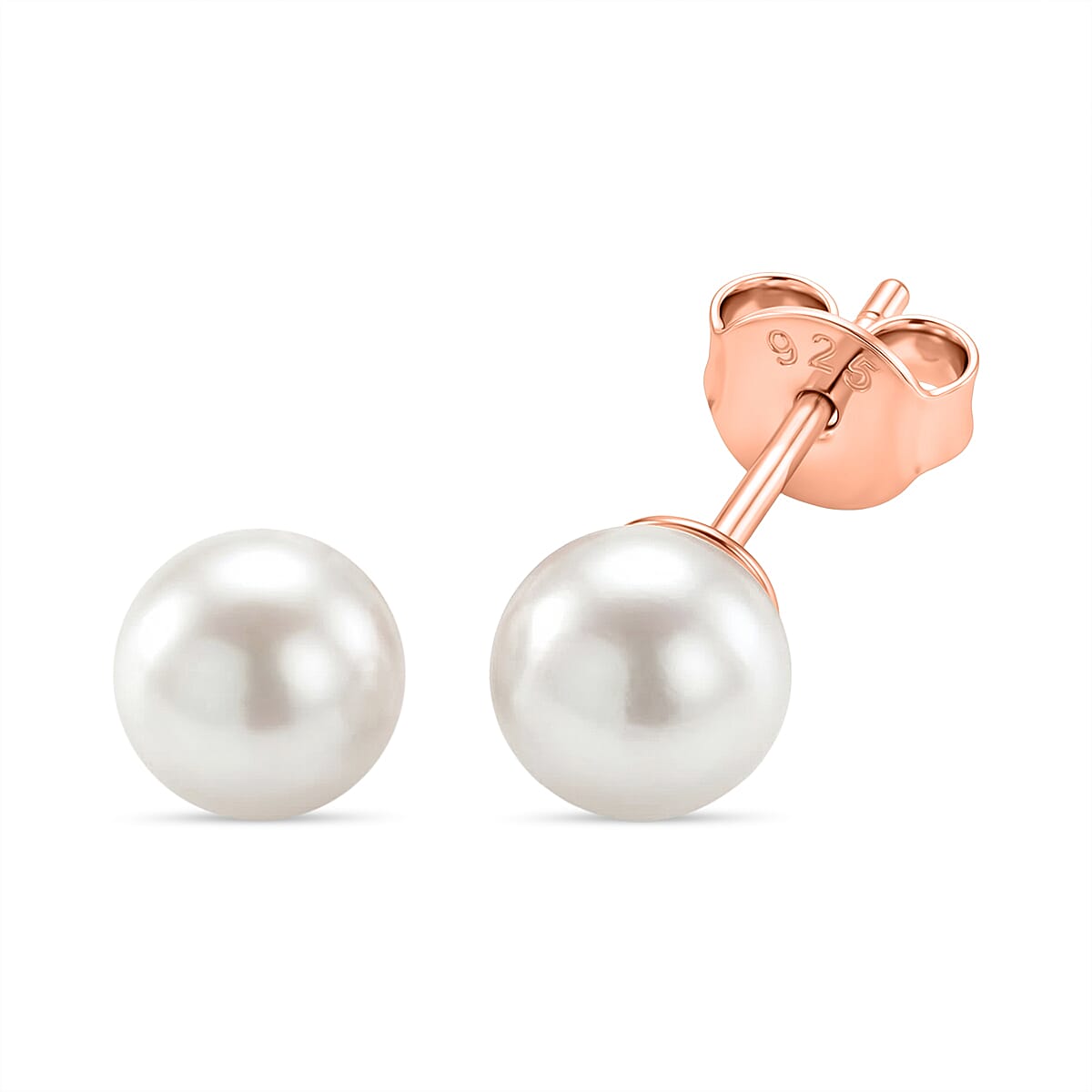 Akoya Pearl Stud Earring with Push Back in Rose Gold Plated Sterling Silver 8431443 0