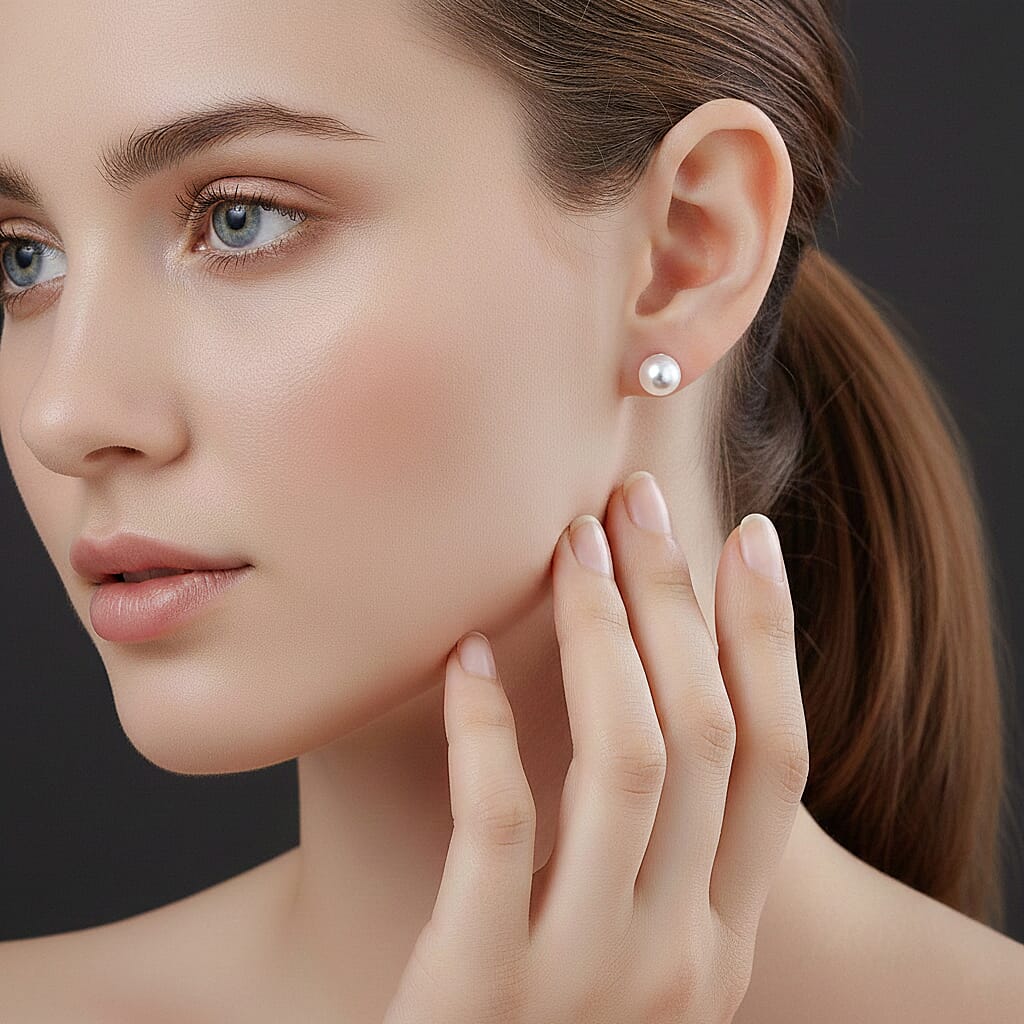 Akoya Pearl Stud Earring with Push Back in Rose Gold Plated Sterling Silver 8431443 2