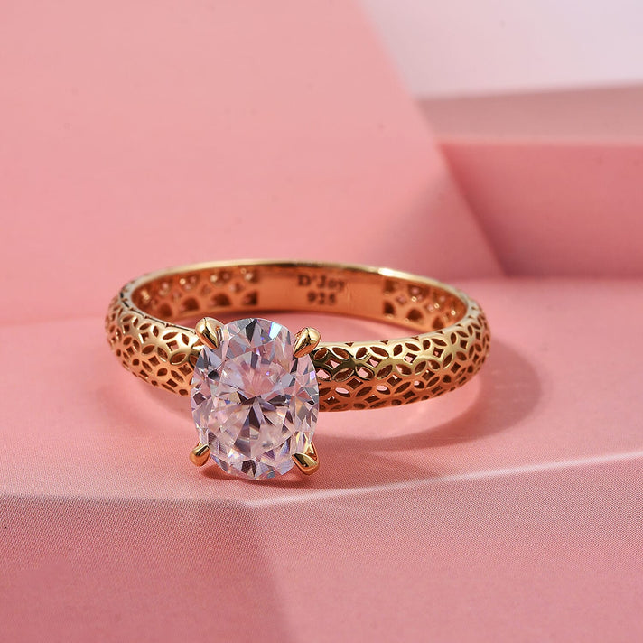 Mirage Collection - D'Joy Moissanite Pear Cut Solitaire Ring in Yellow Gold Overlay Sterling Silver 2.07 Ct. 8432310 2