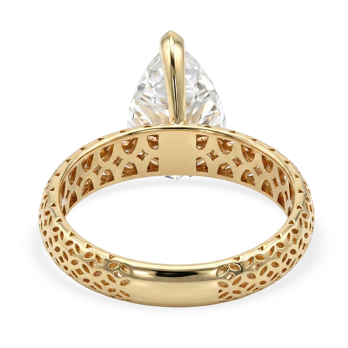 Mirage Collection - D'Joy Moissanite Pear Cut Solitaire Ring in Yellow Gold Overlay Sterling Silver 2.07 Ct. V32530490 4