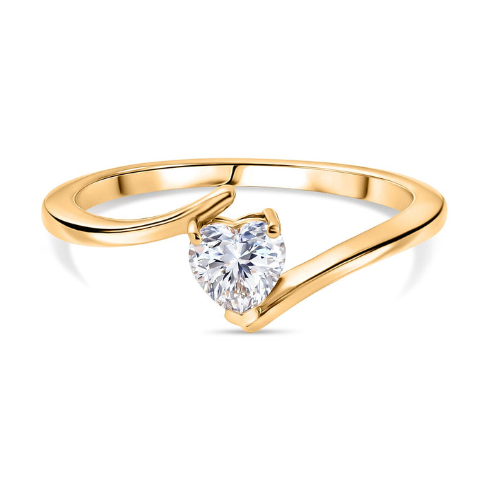 Moissanite Solitaire Heart Ring in Yellow Gold Plated Sterling Silver 8432368 1