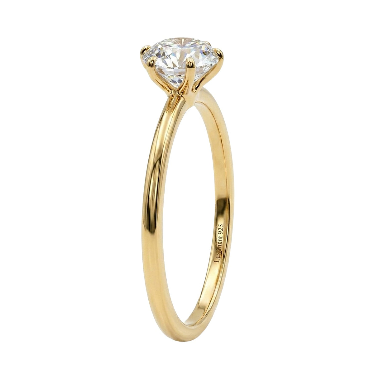 LUXURIANT 1 Ct. Lab Grown Diamond Solitaire Ring in 18K Vermeil Yellow Gold Sterling Silver  (SI/GH) 8433437 6