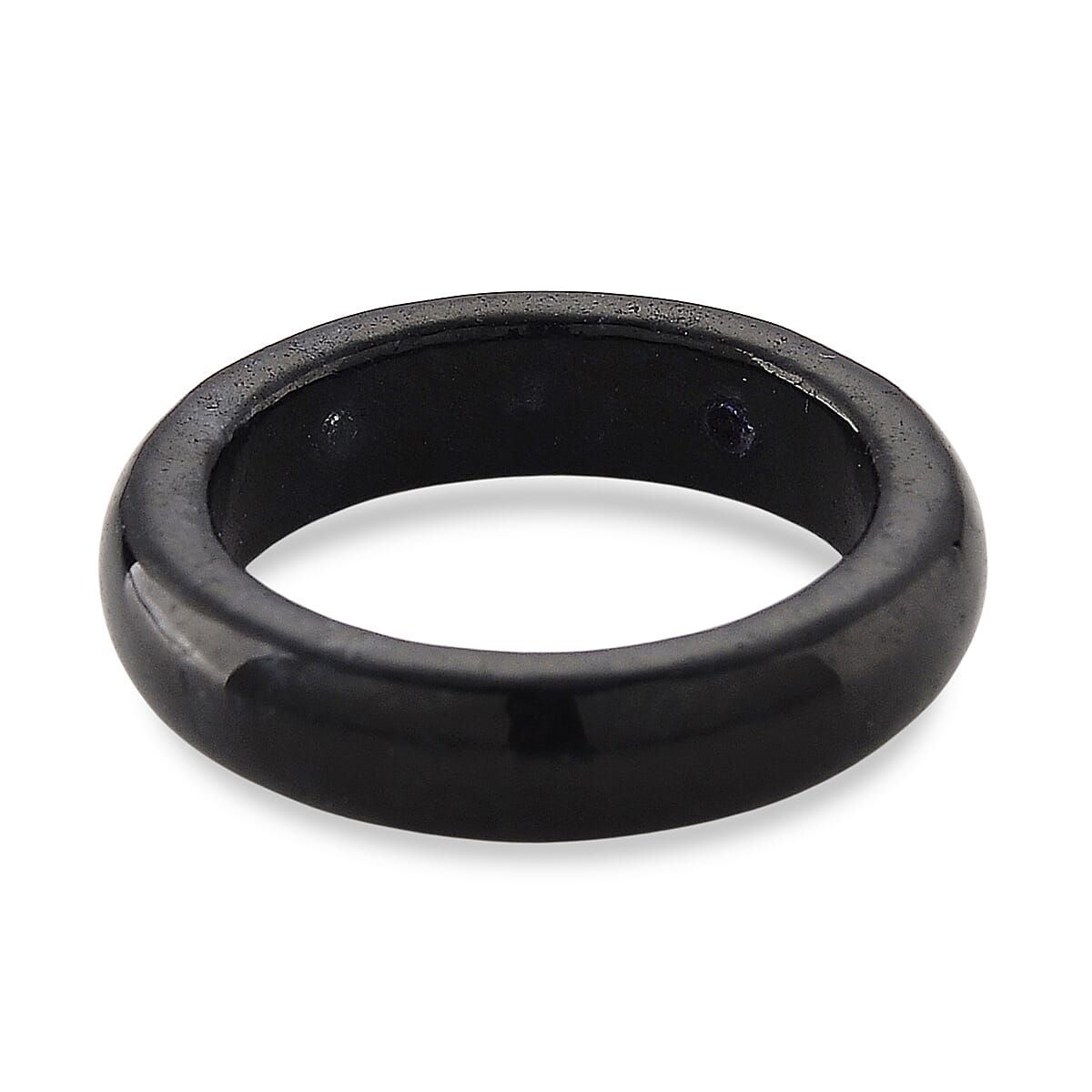 D'Joy Extremely Rare Boots Black Jadeite &amp; Lab Grown Diamond (Si-GH) Band Ring in Rhodium Overlay Sterling Silver 13.60 Ct. 8433501 5