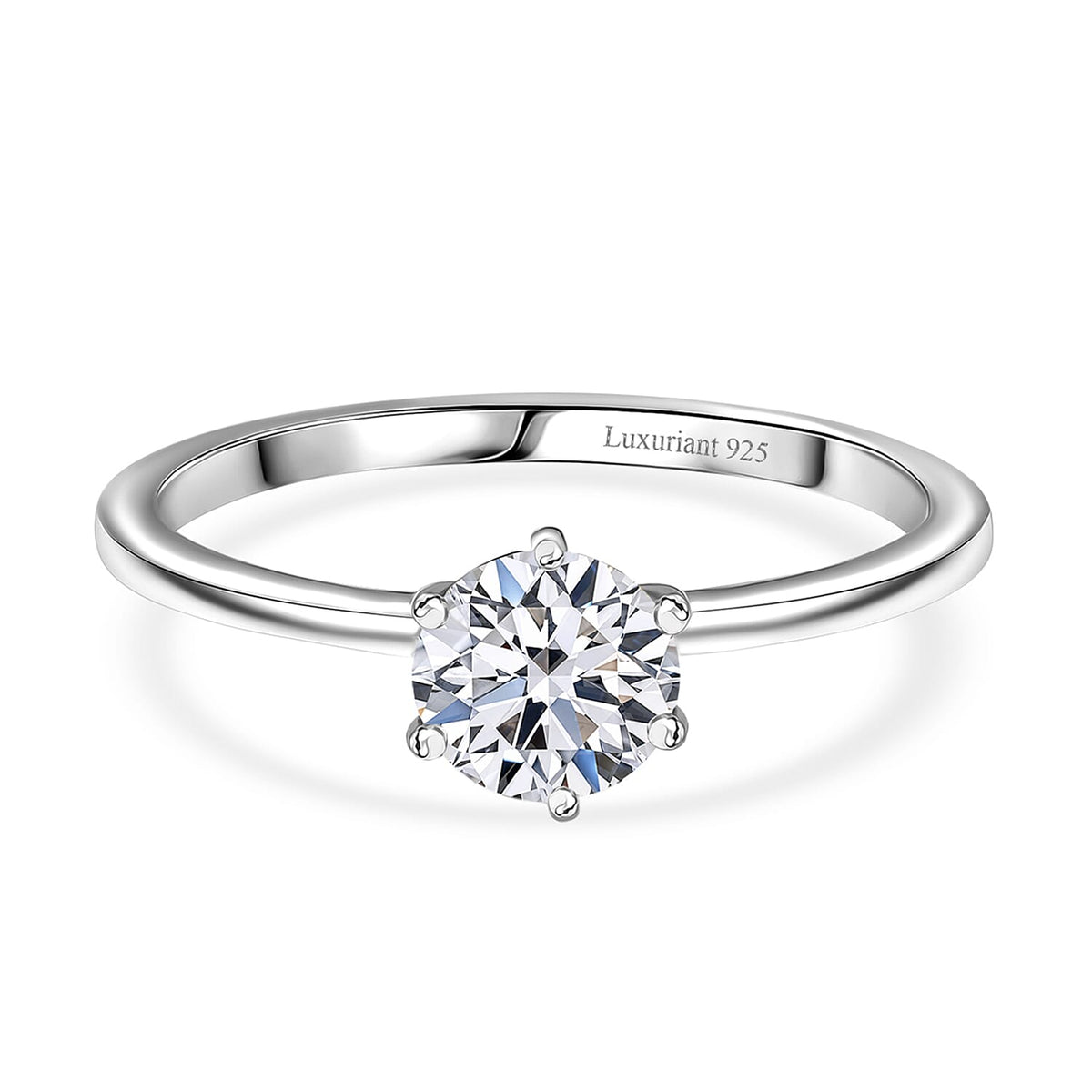 LUXURIANT 1 Ct. Lab Grown Diamond Solitaire Ring in Platinum Overlay Sterling Silver  (SI/GH) 8433617 0