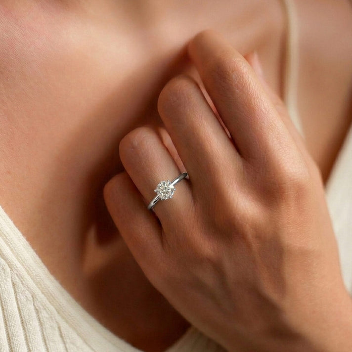 LUXURIANT 1 Ct. Lab Grown Diamond Solitaire Ring in Platinum Overlay Sterling Silver  (SI/GH) 8433617 2