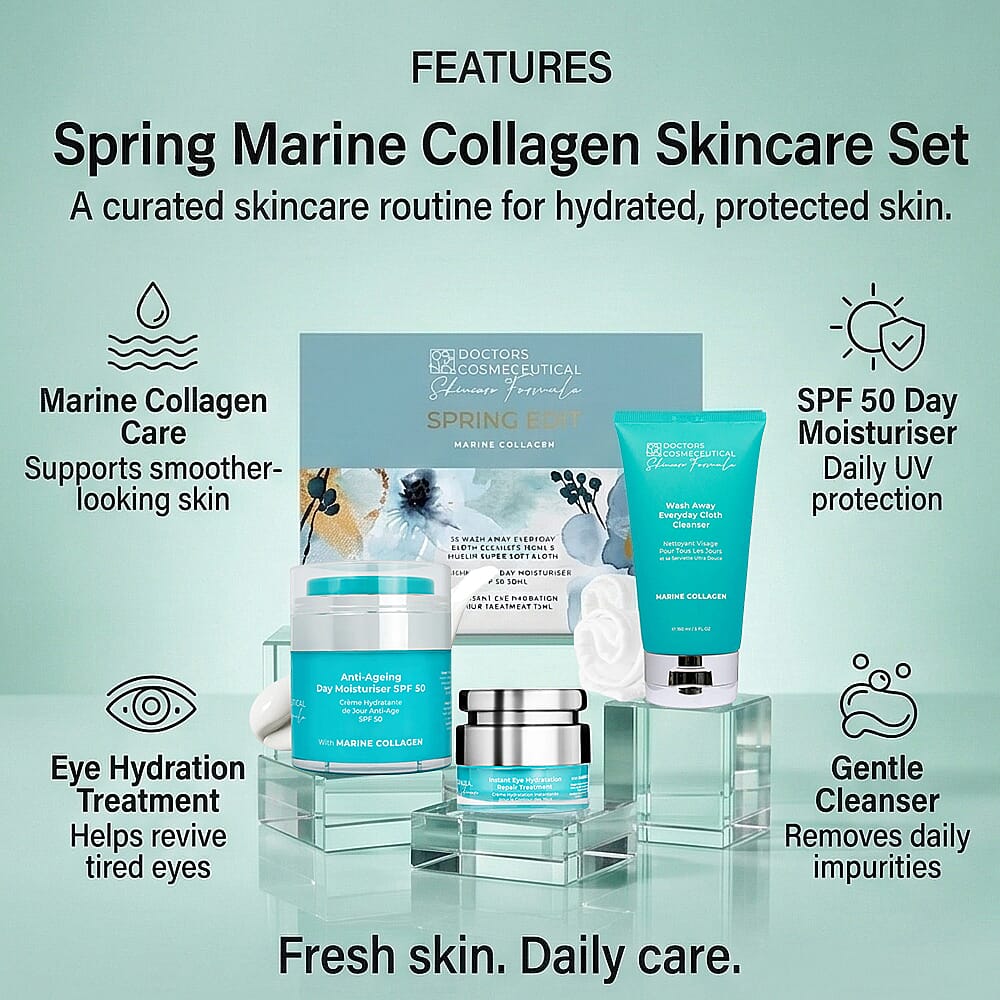 Limited Edition Spring Edit Marine Collagen Box (Incl Anti-ageing Day Moisturiser SPF 50 Duo, Instant Eye Hydration Treatment, Wash Away Cleanser) 8434635 1