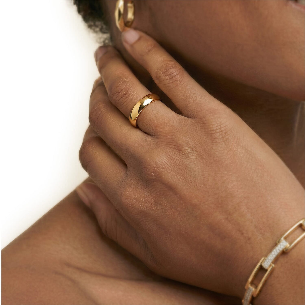 9K Yellow Gold Wide Band Ring V32522510 3