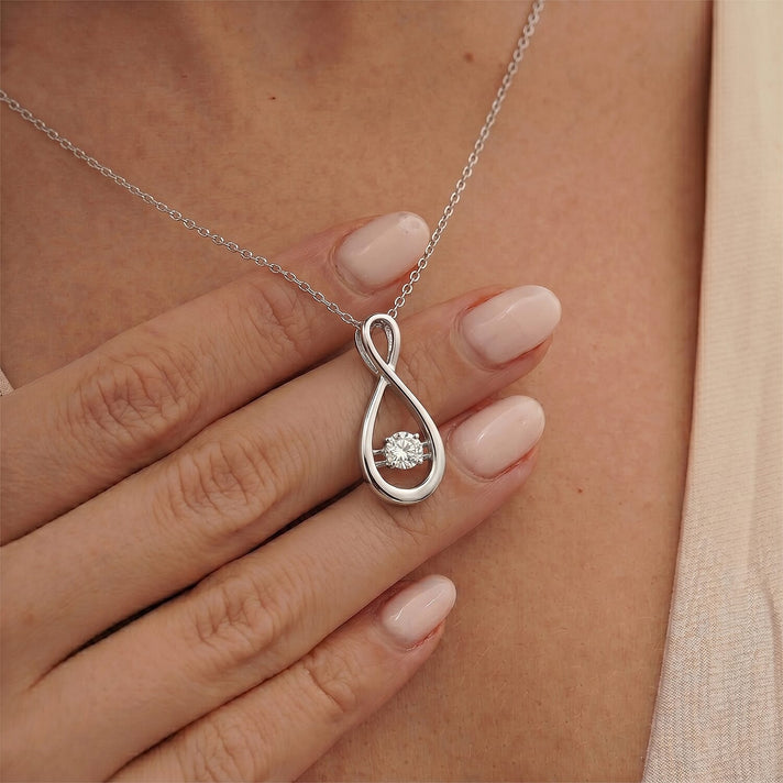 LUXURIANT Lab Grown Diamond infinity Pendant in Rhodium Overlay Sterling Silver (SI-G-H) 8477188 2