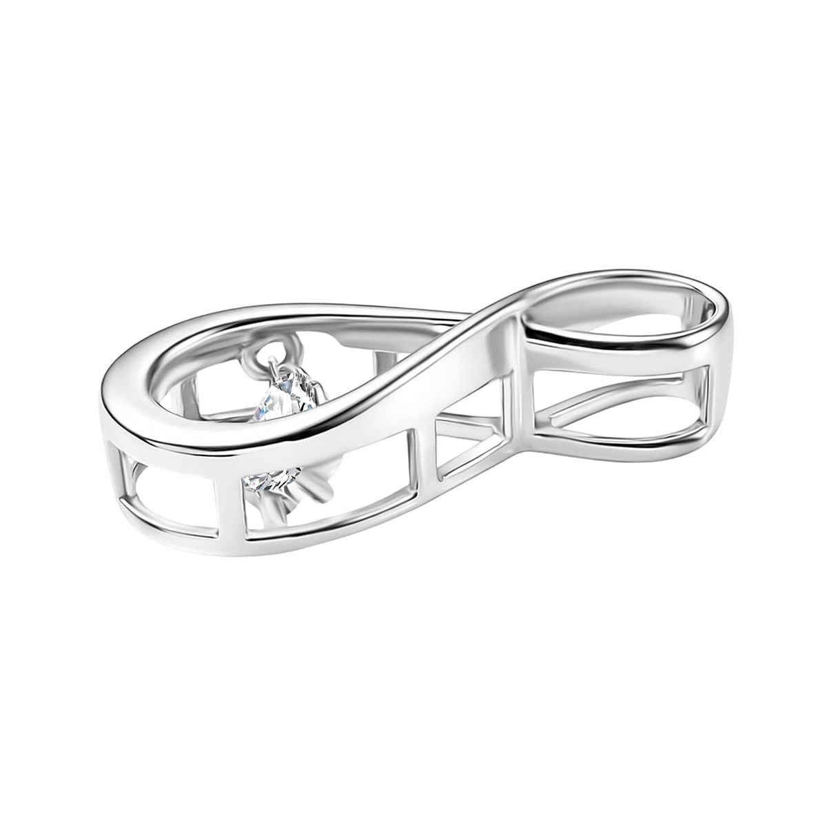 LUXURIANT Lab Grown Diamond infinity Pendant in Rhodium Overlay Sterling Silver (SI-G-H) 8477188 5