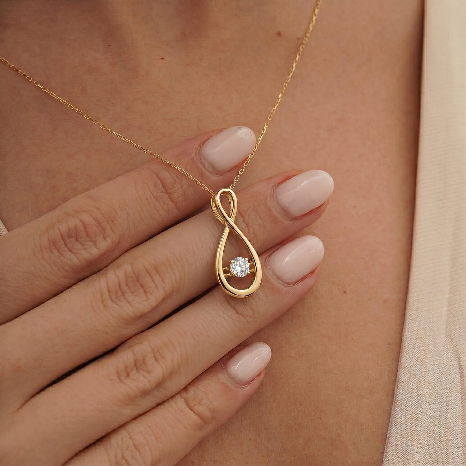 LUXURIANT Lab Grown Diamond infinity Pendant in 18K Vermeil Yellow Gold Plated Sterling Silver (SI-G-H) 8477214 2