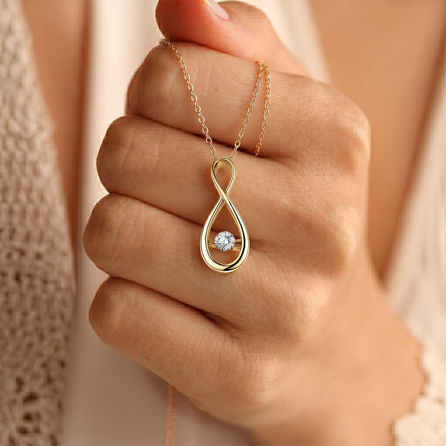LUXURIANT Lab Grown Diamond infinity Pendant in 18K Vermeil Yellow Gold Plated Sterling Silver (SI-G-H) 8477214 4