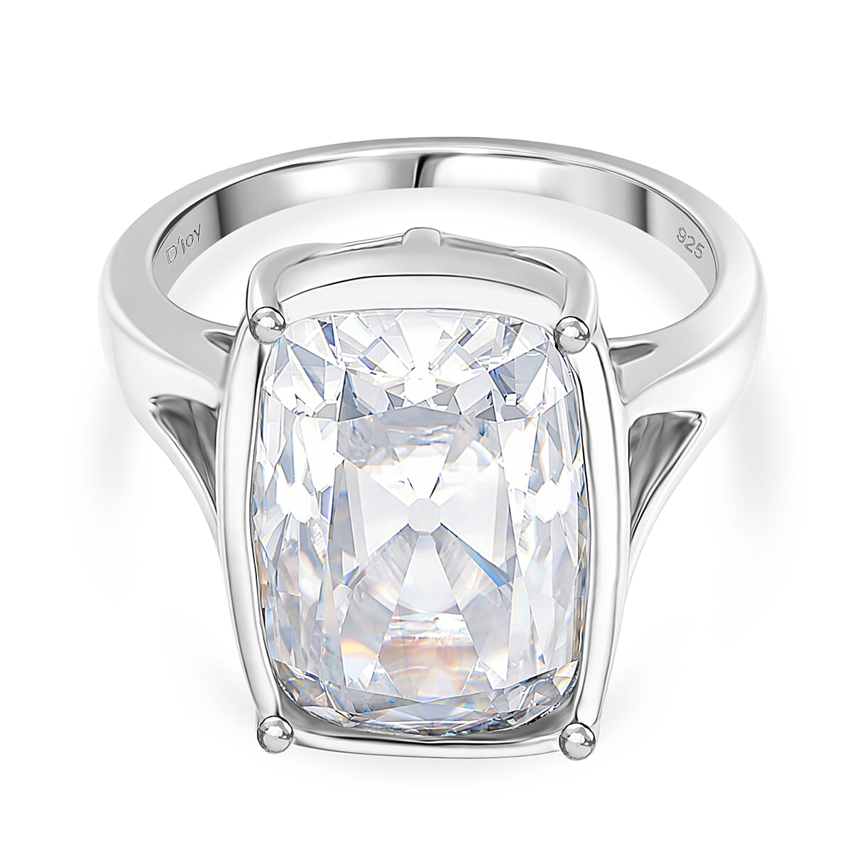 10 Ct. Moissanite Old Mine Cushion Cut Solitaire Ring in Rhodium Overlay Sterling Silver V32402304 0