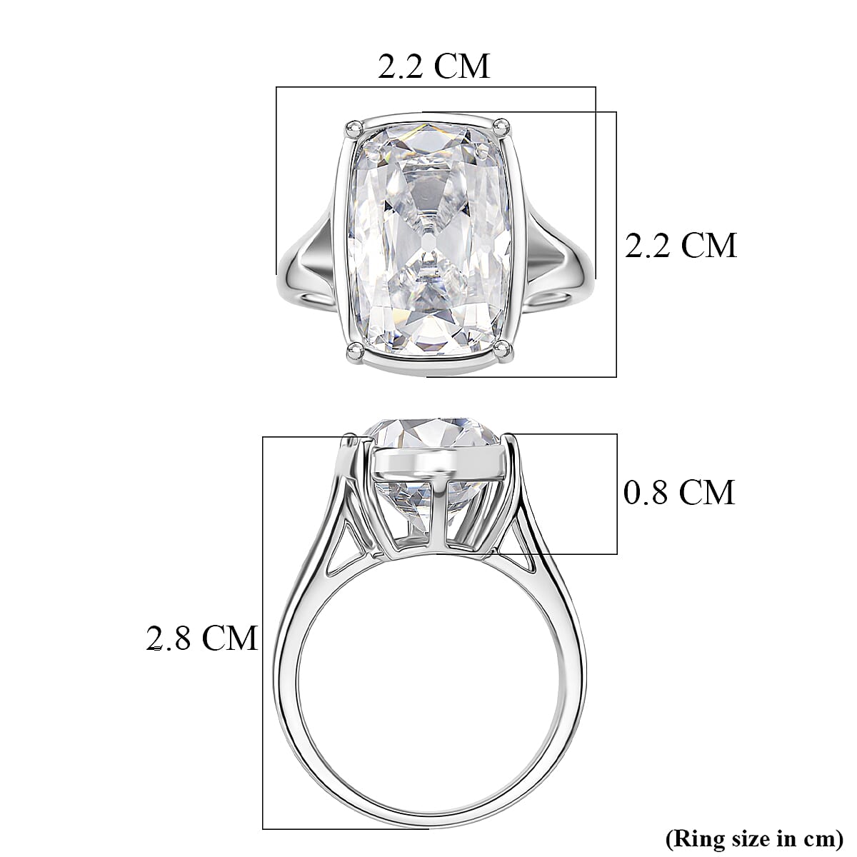 10 Ct. Moissanite Old Mine Cushion Cut Solitaire Ring in Rhodium Overlay Sterling Silver V32402304 6