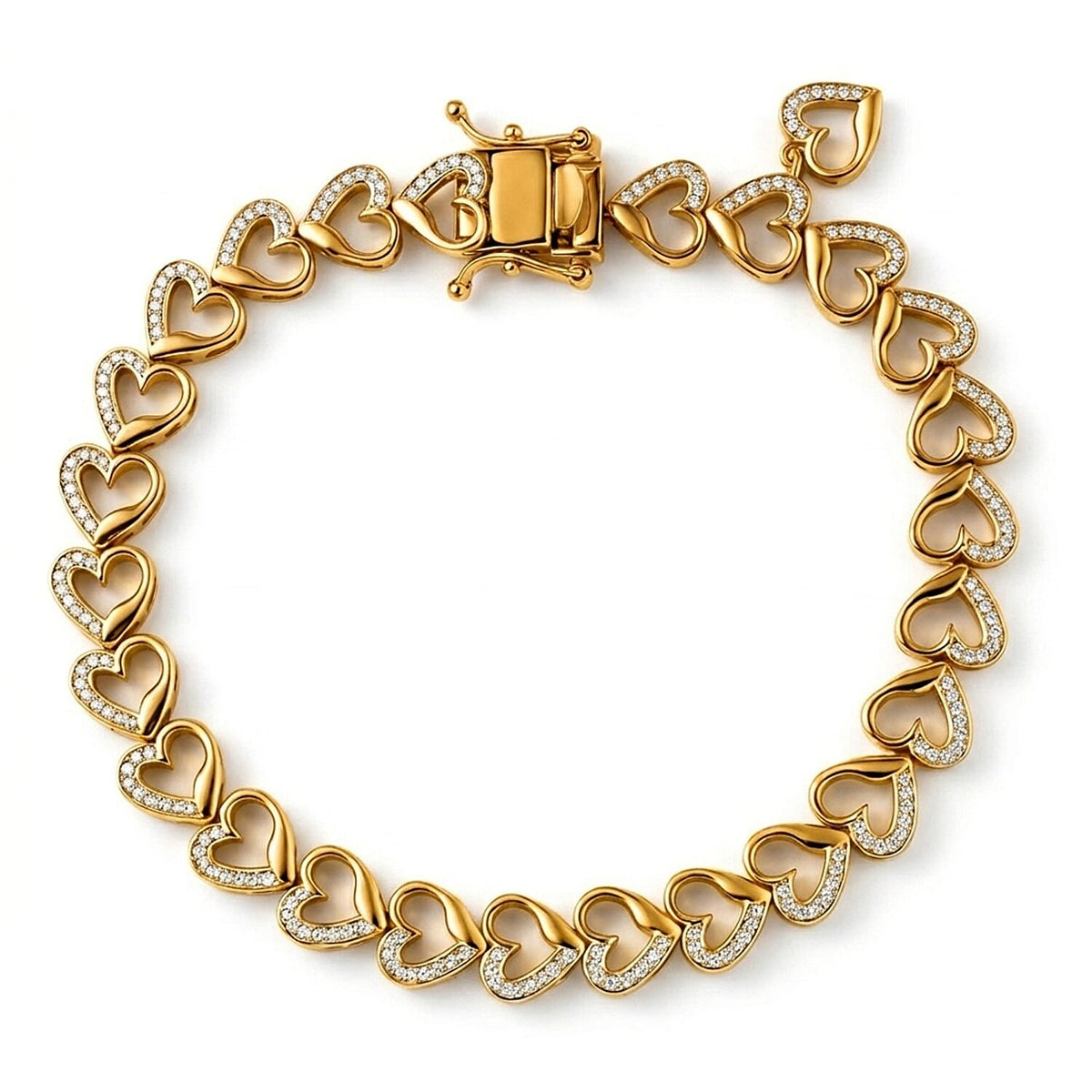 Mega Closeout Deal - White Diamond Heart Link Bracelet (Size - 7.5) with GB Lock Box 8480209 0