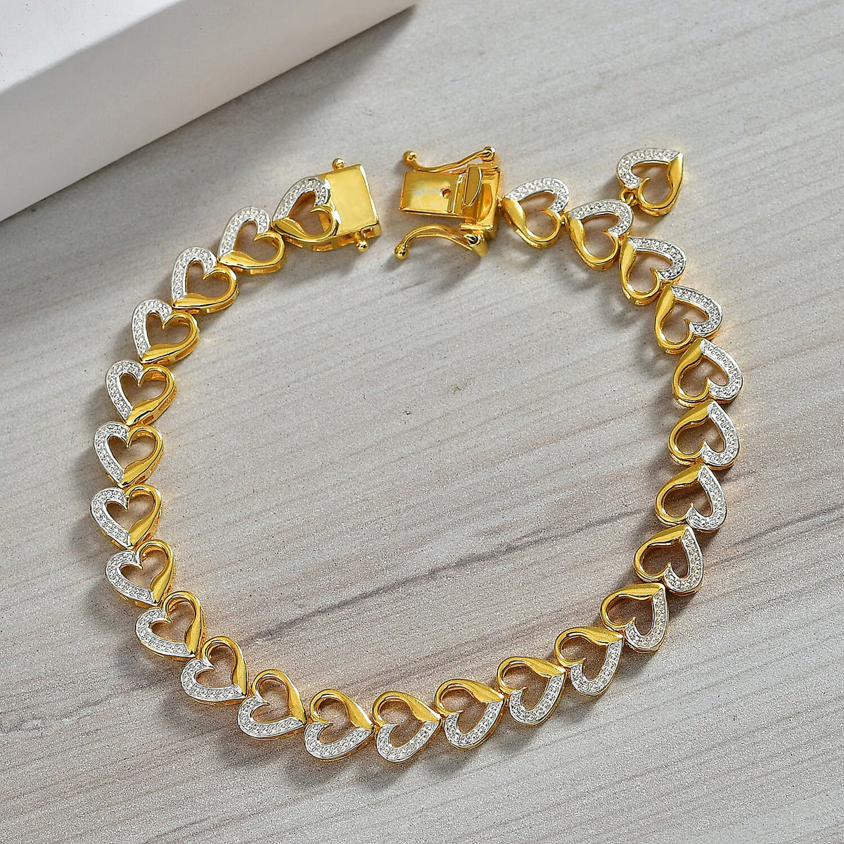Mega Closeout Deal - White Diamond Heart Link Bracelet (Size - 7.5) with GB Lock Box 8480209 3