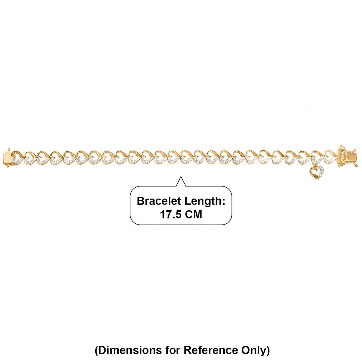 Mega Closeout Deal - White Diamond Heart Link Bracelet (Size - 7.5) with GB Lock Box 8480209 7