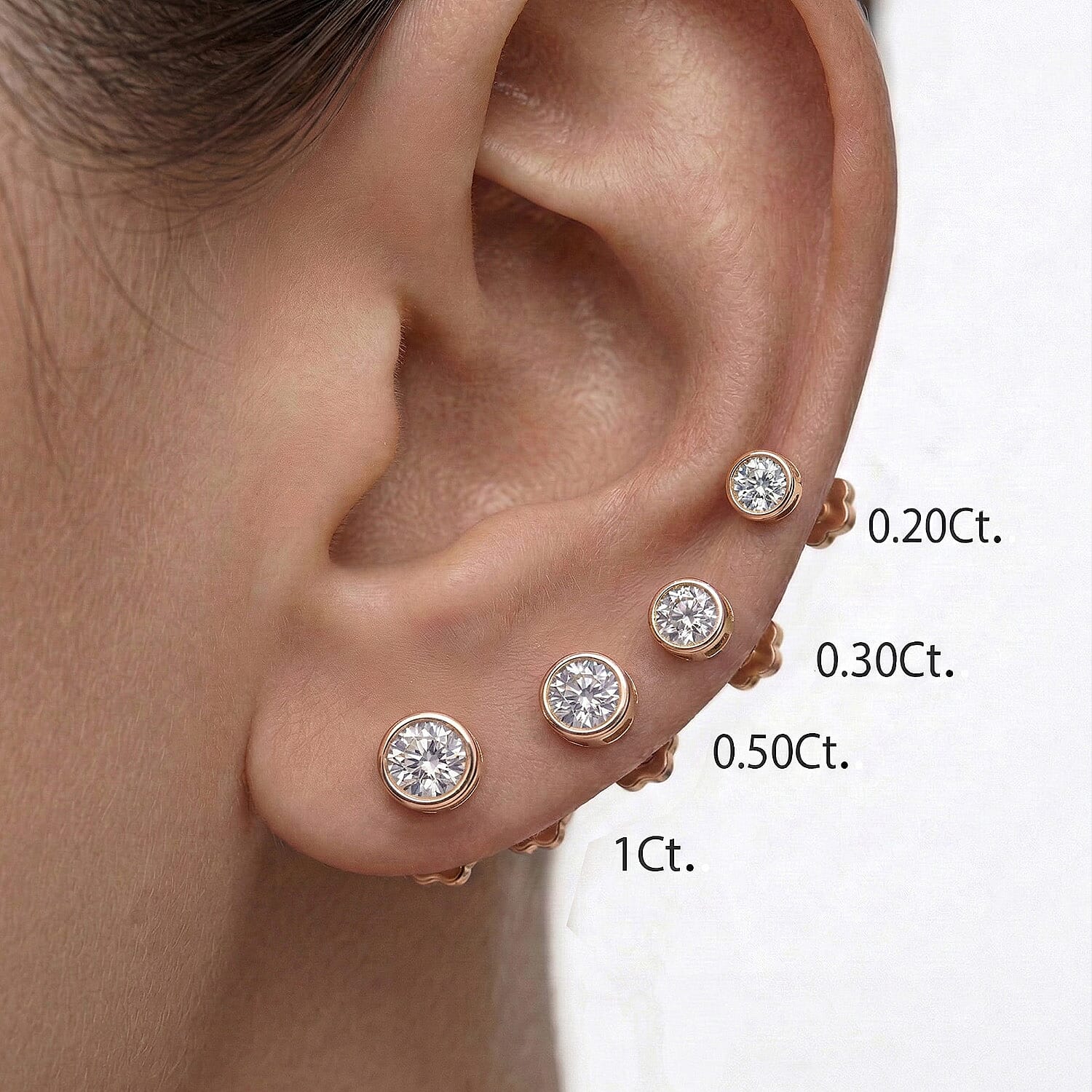LUXURIANT 1 Ct. Lab Grown Diamond Solitaire Stud Earring with Floral Screw Back in 18K Vermeil Rose Gold Over Sterling Silver (SI-GH) 8480990 5