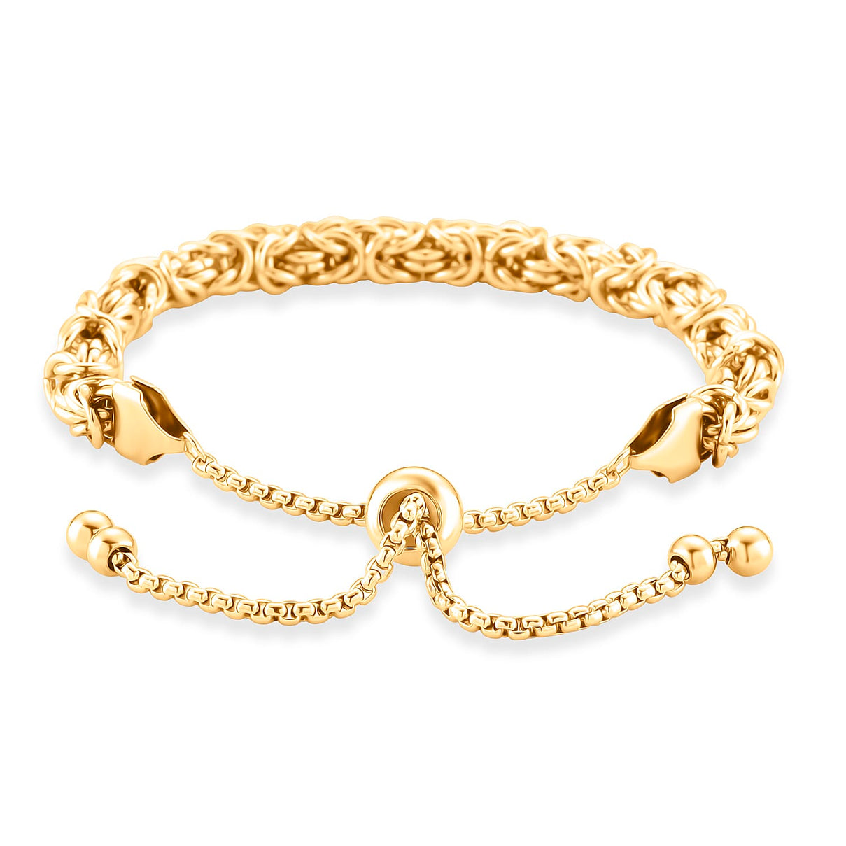 Byzantine Chain Adjustable Bracelet in Yellow Gold Tone (Up to 9.5 Inch) 8481391 5