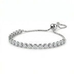 Natural White Diamond Adjustable Tennis Bracelet (Upto Size - 10.5)
