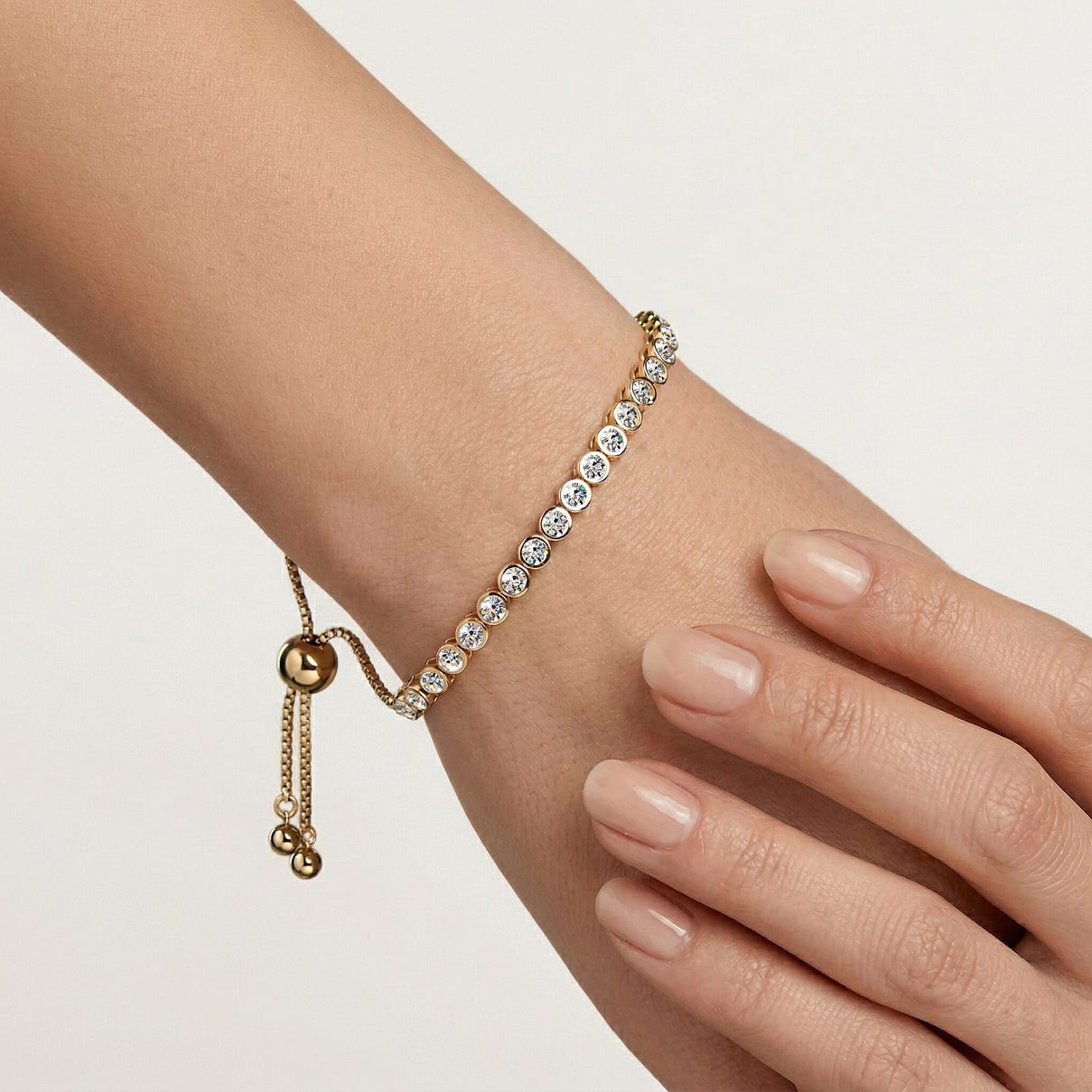 EverTrue White Diamond Tennis Bolo Bracelet (6.5â€“10.5 Inch) with Illusion Setting in Yellow Gold Tone 8481717 4