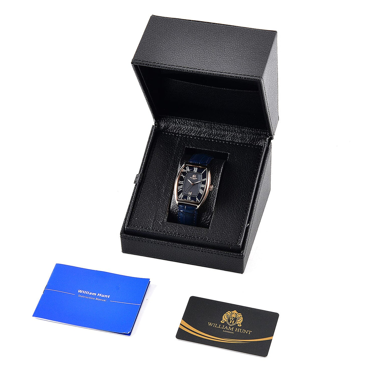 WILLIAM HUNT Limited Edition Japanese Miyota Movement 3ATM Water Resistant Watch With Genuine Leather Strap &amp; Presentation Box - Black 8482788 7