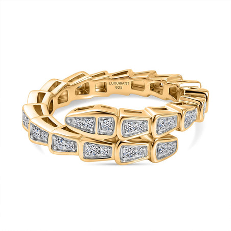 LUXURIANT Lab Grown Diamond Serpentine Ring in 18K Vermeil Yellow Gold Over Sterling Silver (SI-G-H) 8483364 1