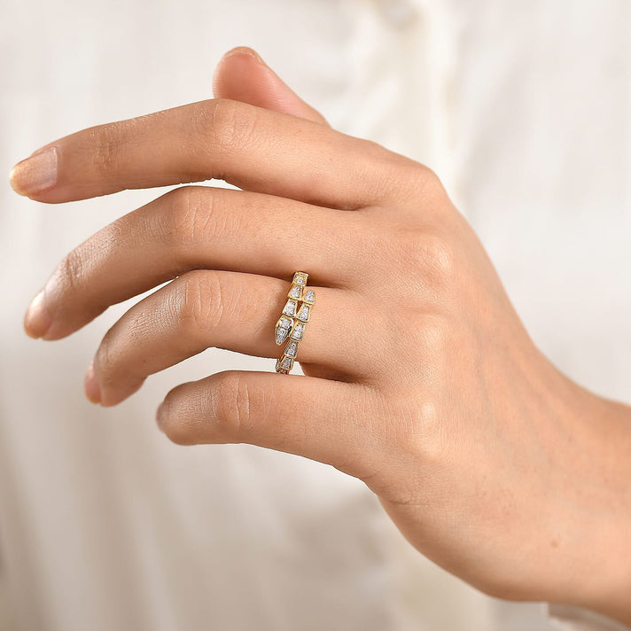 LUXURIANT Lab Grown Diamond Serpentine Ring in 18K Vermeil Yellow Gold Over Sterling Silver (SI-G-H) 8483364 2