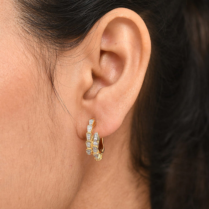 LUXURIANT Lab Grown Diamond Serpentine Hoop Earring in 18K Vermeil Yellow Gold Over Sterling Silver 8483389 2