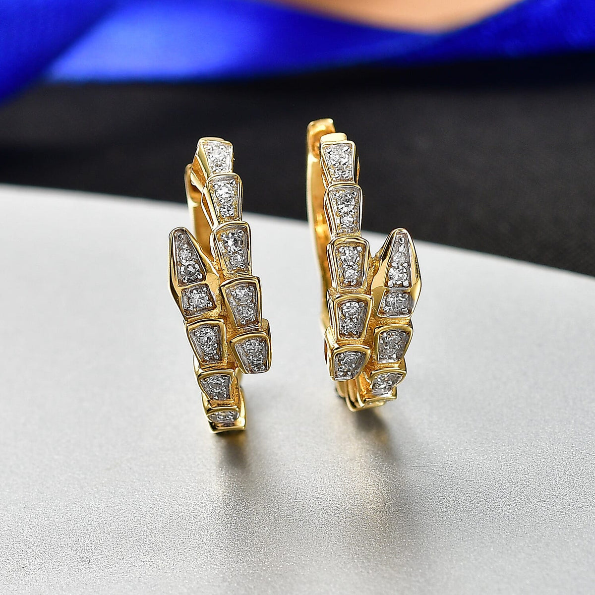 LUXURIANT 0.3 Ct. Lab Grown Diamond SI G-H Hoop Earring in 18K Vermeil Yellow Gold Plated Sterling Silver 8483389 3