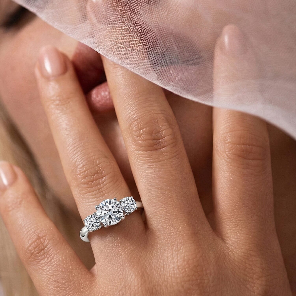 LUXURIANT SGL Certified 2 Ct. Lab Grown Diamond SI G-H Trilogy Ring in Rhodium Overlay Sterling Silver 8485087 2