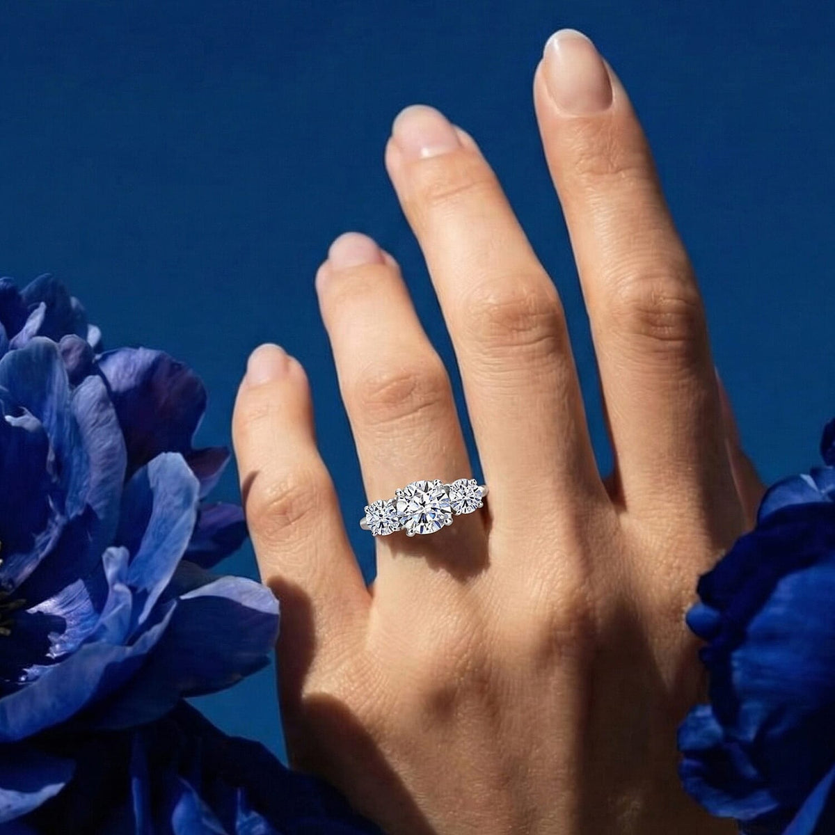 LUXURIANT SGL Certified 2 Ct. Lab Grown Diamond SI G-H Trilogy Ring in Rhodium Overlay Sterling Silver 8485087 3