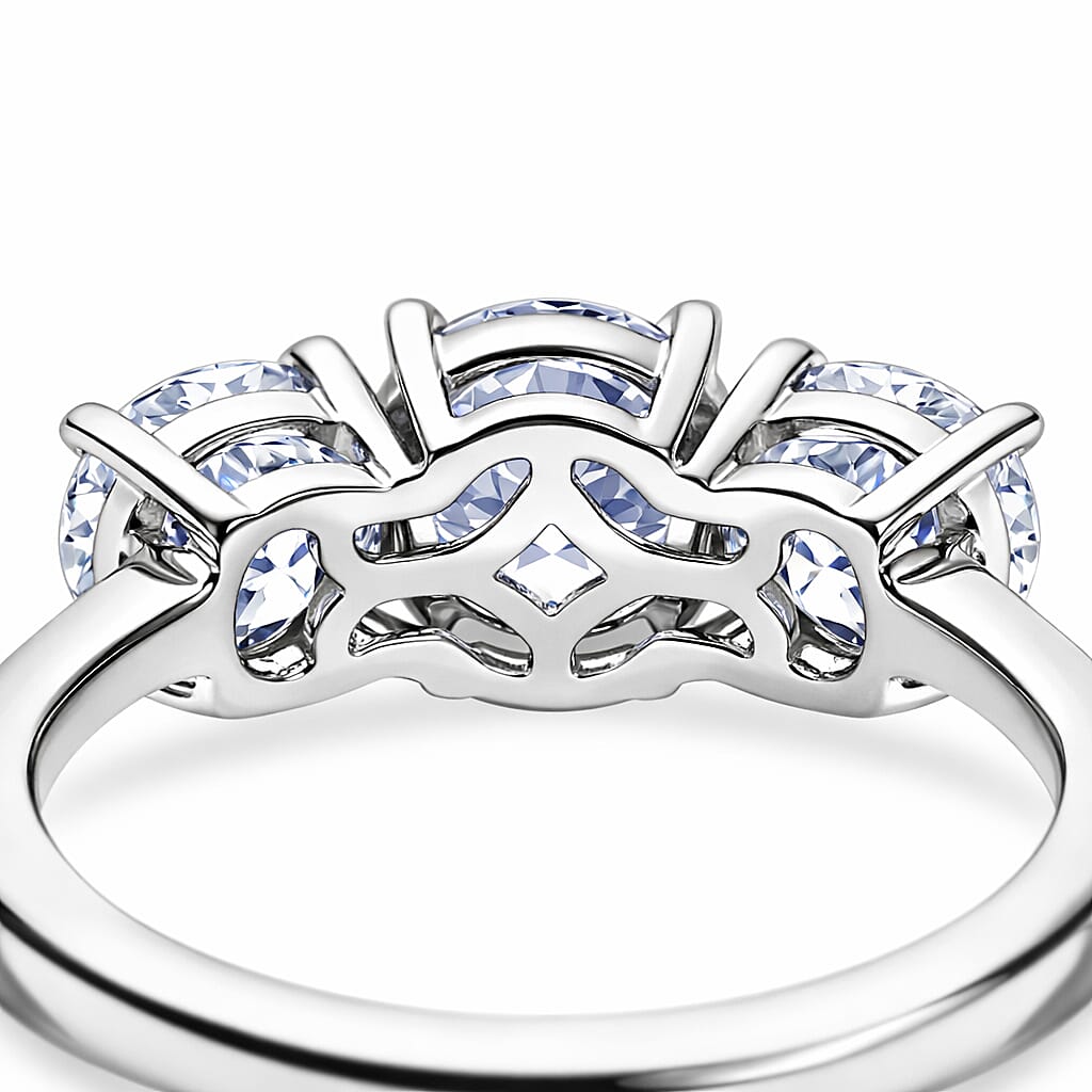 LUXURIANT SGL Certified 2 Ct. Lab Grown Diamond SI G-H Trilogy Ring in Rhodium Overlay Sterling Silver 8485087 4