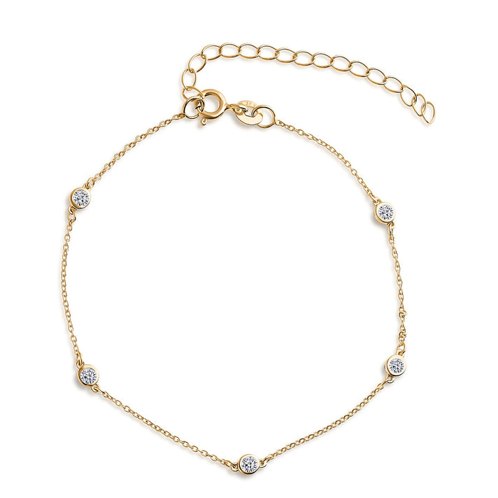 LUXURIANT Lab Grown Diamond Bracelet (Size - 7.5-2 EXT) with Spring Clasp in 18K Vermeil Yellow Gold Plated Sterling Silver (SI-GH) 8485213 1
