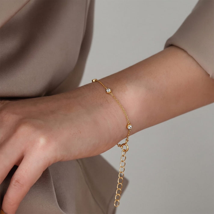 LUXURIANT Lab Grown Diamond Bracelet (Size - 7.5-2 EXT) with Spring Clasp in 18K Vermeil Yellow Gold Plated Sterling Silver (SI-GH) 8485213 2