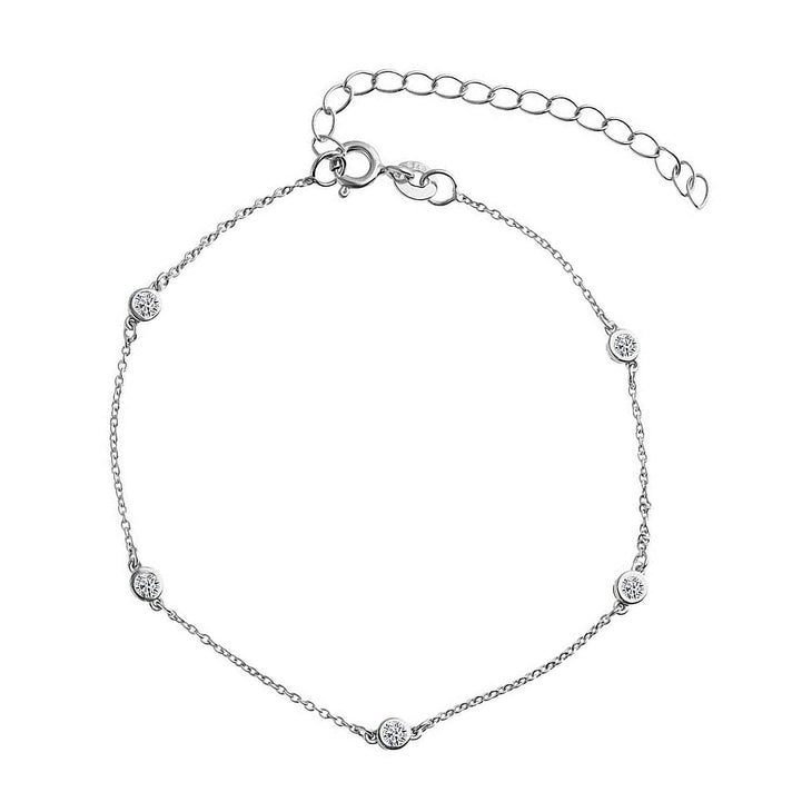 LUXURIANT Lab Grown Diamond Bracelet (Size - 7.5-2 EXT) with Spring Clasp in Rhodium Overlay Sterling Silver (SI-GH) 8485219 1