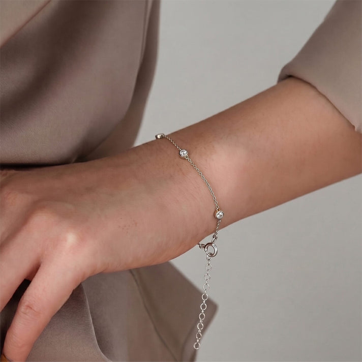 LUXURIANT Lab Grown Diamond Bracelet (Size - 7.5-2 EXT) with Spring Clasp in Rhodium Overlay Sterling Silver (SI-GH) 8485219 2
