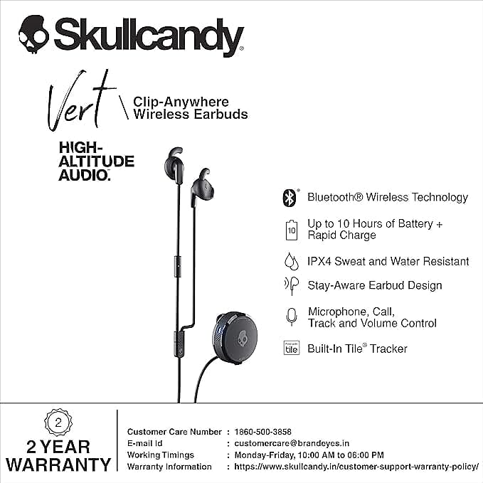 Skullcandy Vert Wireless Earbuds Fearless - Black 8486360 2
