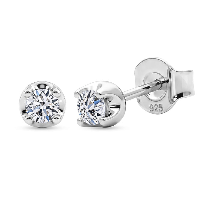LUXURIANT Lab Grown Diamond Solitaire Stud Push Post Earring in 18K Vermeil Yellow Gold Plated Sterling Silver 8493473 1